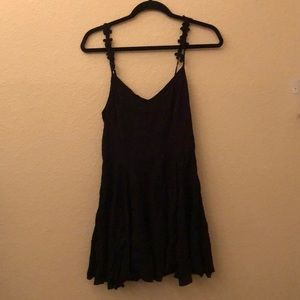 Tie-back black mini dress